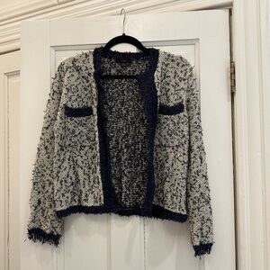 JCrew Navy and Cream Sweater Jacket